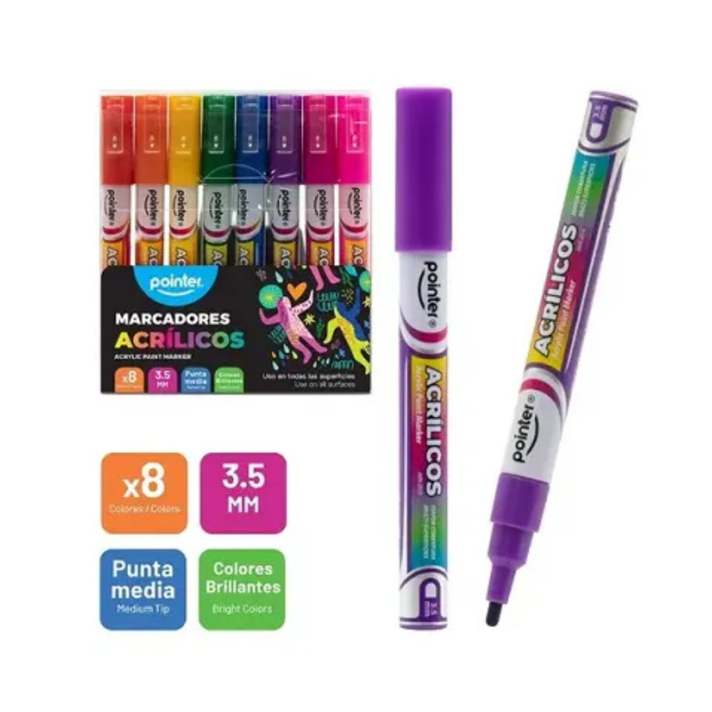 MARCADORES ACRILICOS x 8 PZAS.