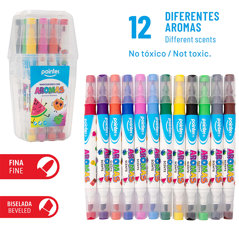 MARCADORES DE COLORES CON AROMA x 12