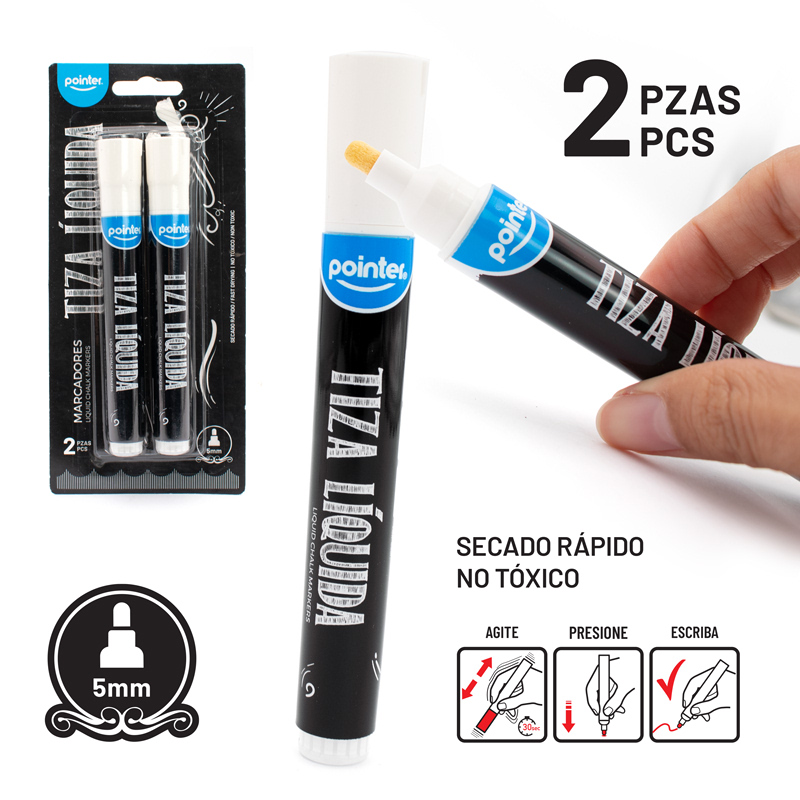 MARCADORES DE TIZA x 2 PZAS. BLANCO