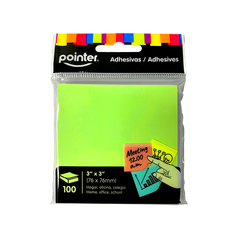 NOTAS ADHESIVAS NEON - 3x3" x100 HOJAS