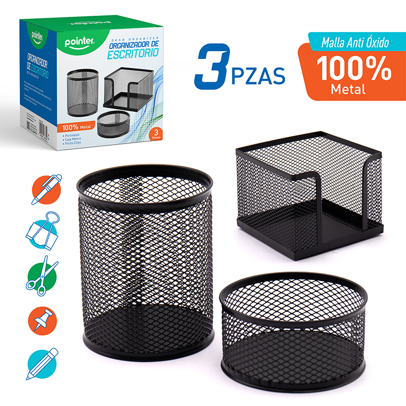 ORGANIZADOR DE ESCRITORIO x 3 PZAS.