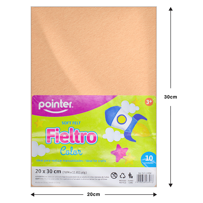 FIELTRO CARNE 20X30CM x10pzs