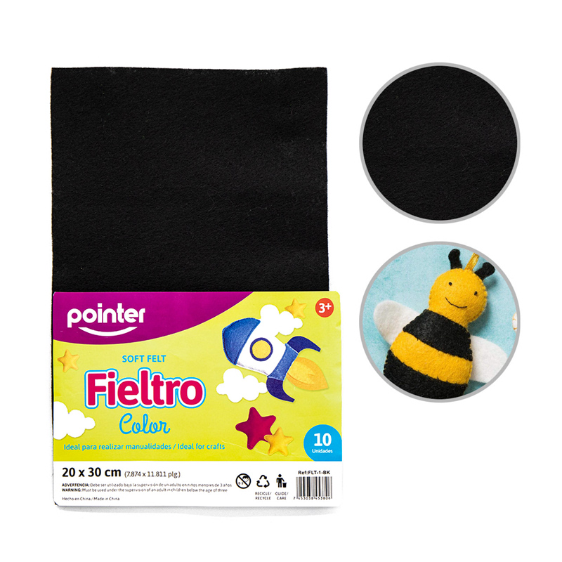 FIELTRO NEGRO 20X30CM x10pzs