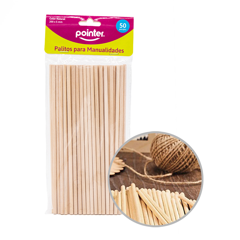 PALITOS PARA MANUALIDADES (COLOR NATURAL) - 200 x 5MM x50PZAS