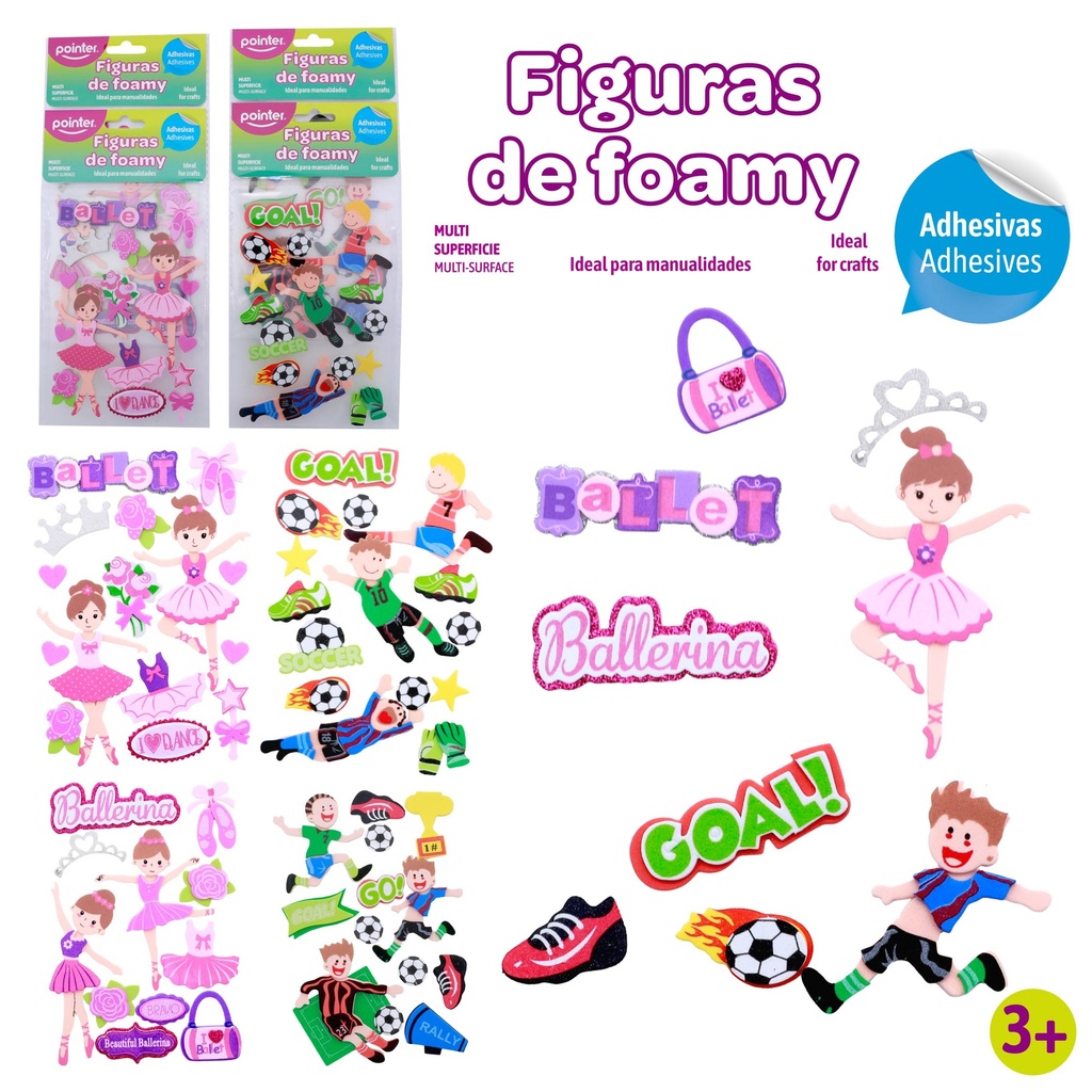 FIGURAS DE FOAMY ADHESIVAS (BAILARINA/FUTBOL)