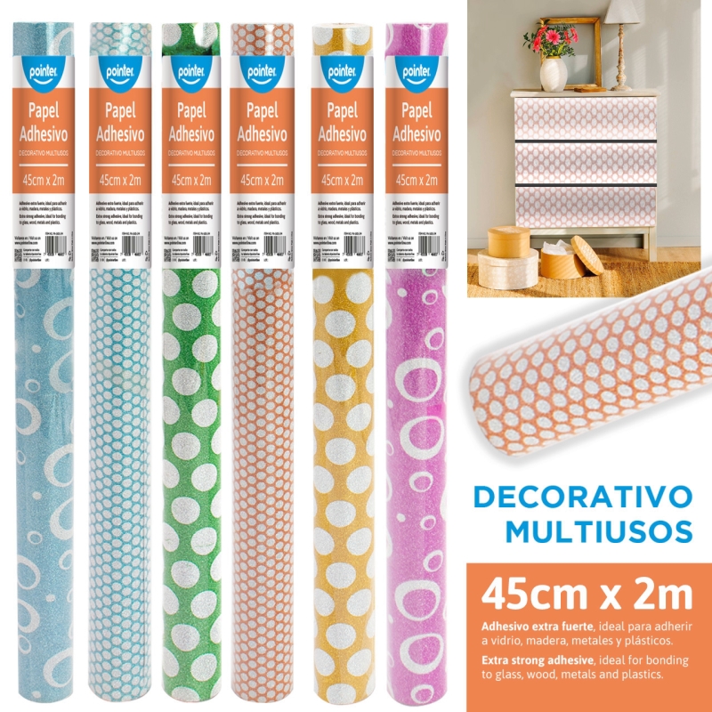 PAPEL CONTAC ESCARCHADO DECORATIVO - 45Cm x 2Mts