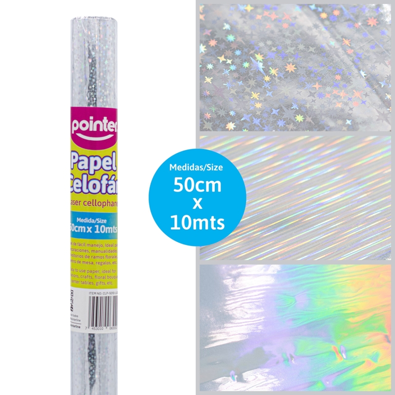PAPEL CELOFAN HOLOGRAFICO 50x100Cm