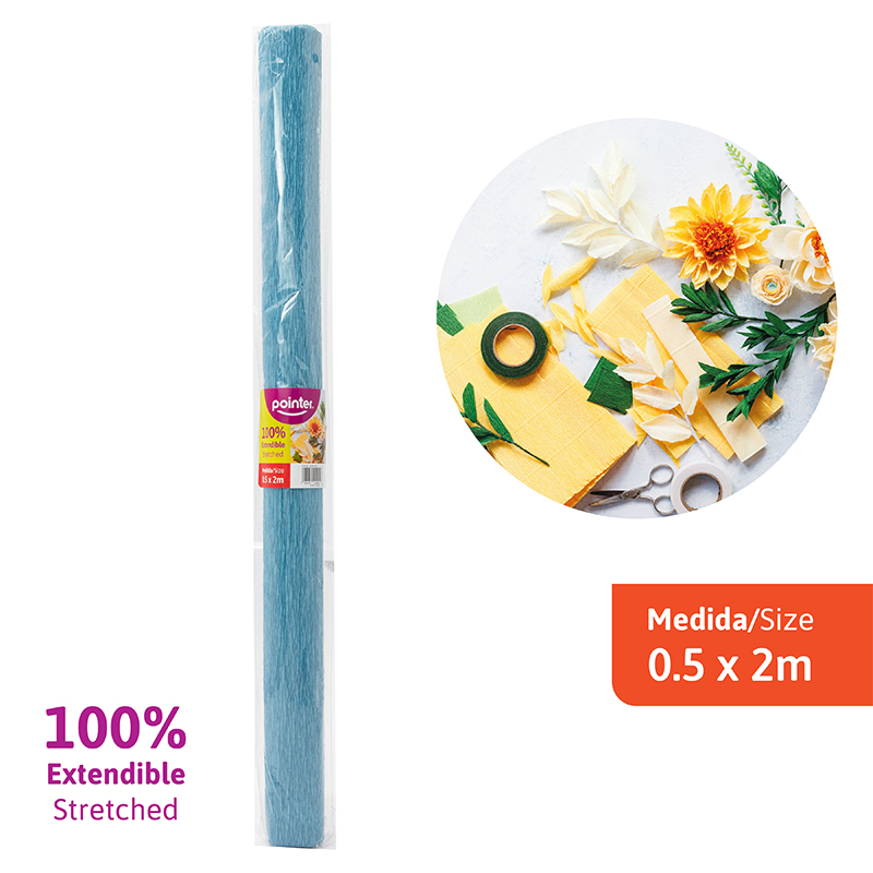 PAPEL CREPE ELASTICO 2M (AZUL)