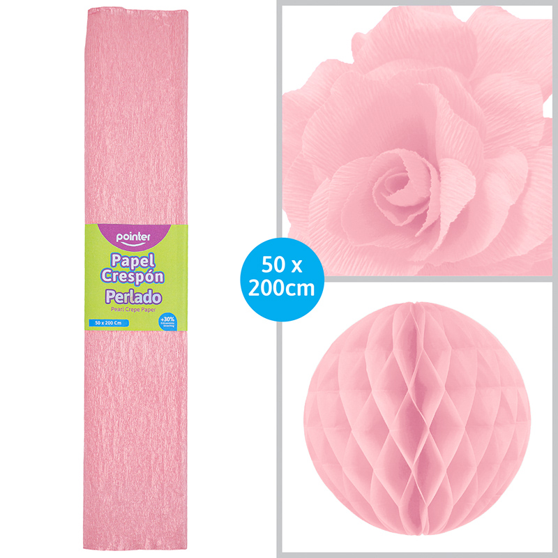 PAPEL CREPE PERLADO ROSADO