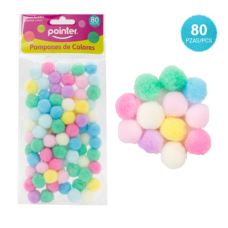 POMPONES 3cm x 80 PZAS (PASTEL)
