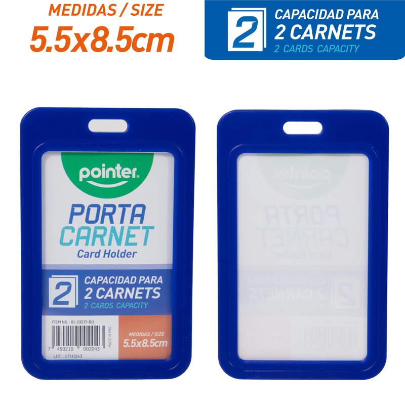 PORTA CARNET VERTICAL DE PVC AZUL 5,5x8,5Cm