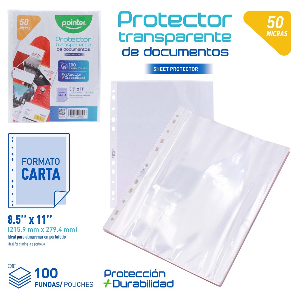 PROTECTOR DE HOJAS 50 MICRAS 8.5"x11"
