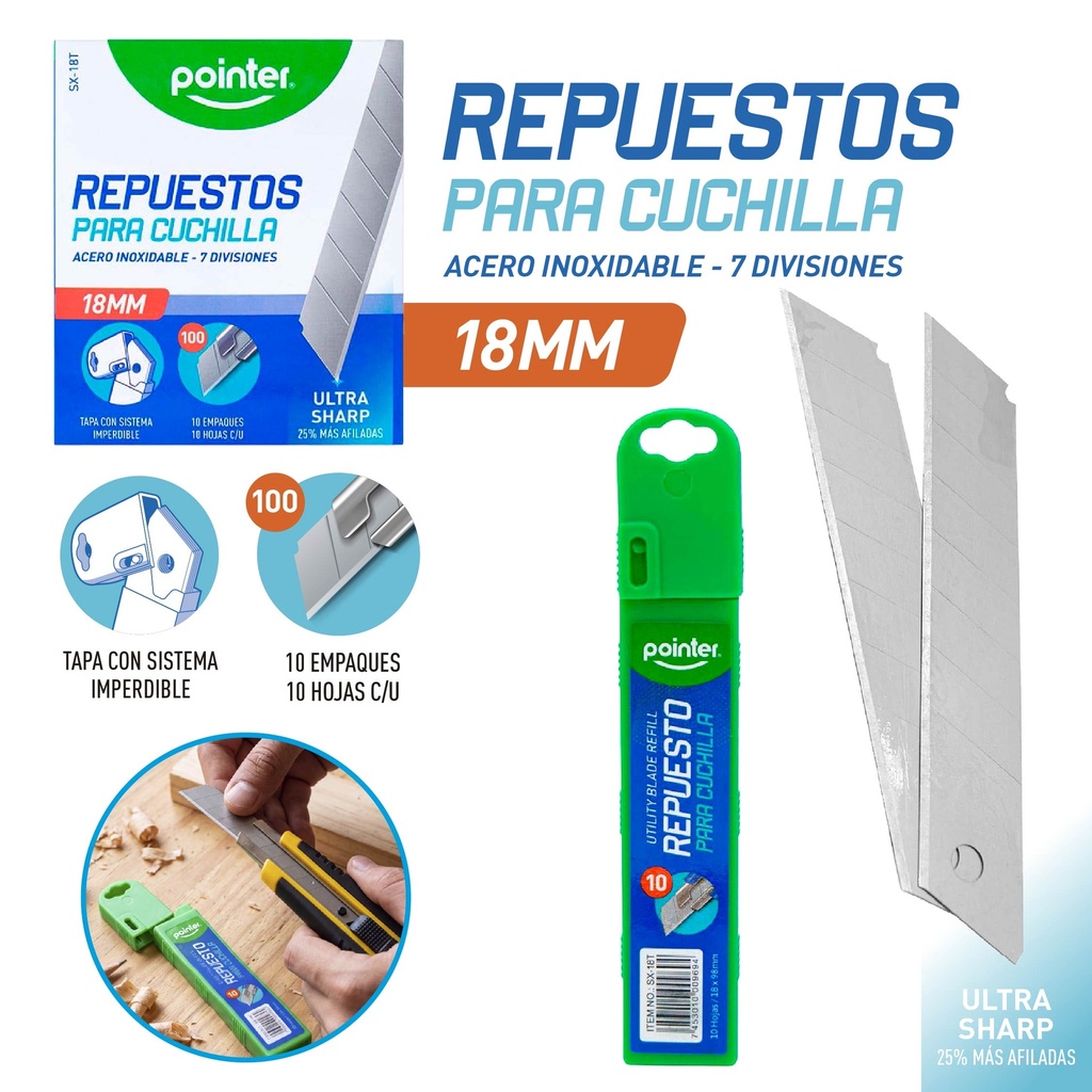 REPUESTO DE BISTURI 18x98mm (100 PZAS)