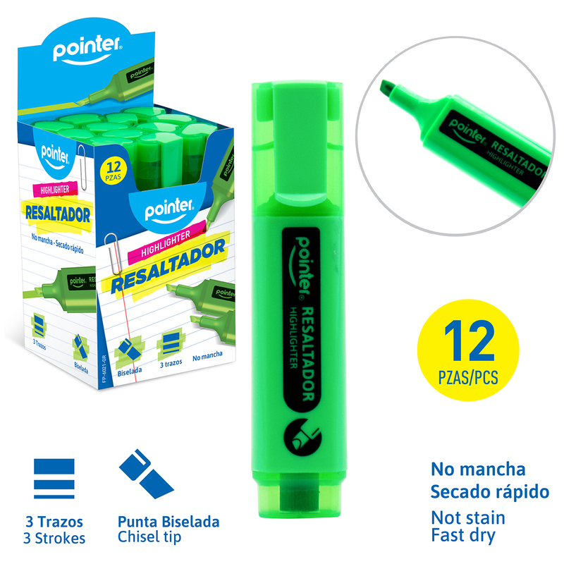 RESALTADOR FLUORESCENTE GRUESO - VERDE 