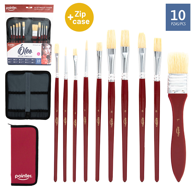 SET DE PINCELES PARA OLEO x 10 PIEZAS