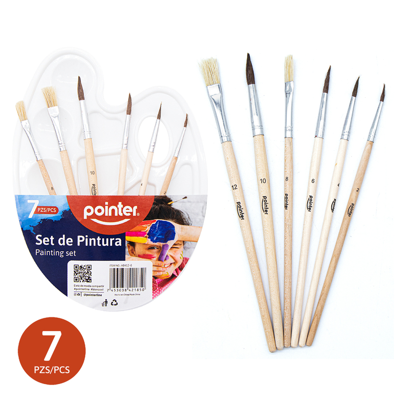 SET DE PINCELES Y PALETA x7PZAS