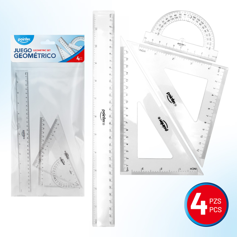 SET DE REGLAS GEOMETRICAS x 4 PZAS.