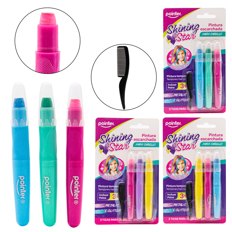 TIZA PARA CABELLO (ESCARCHADA) x 3 PIEZAS