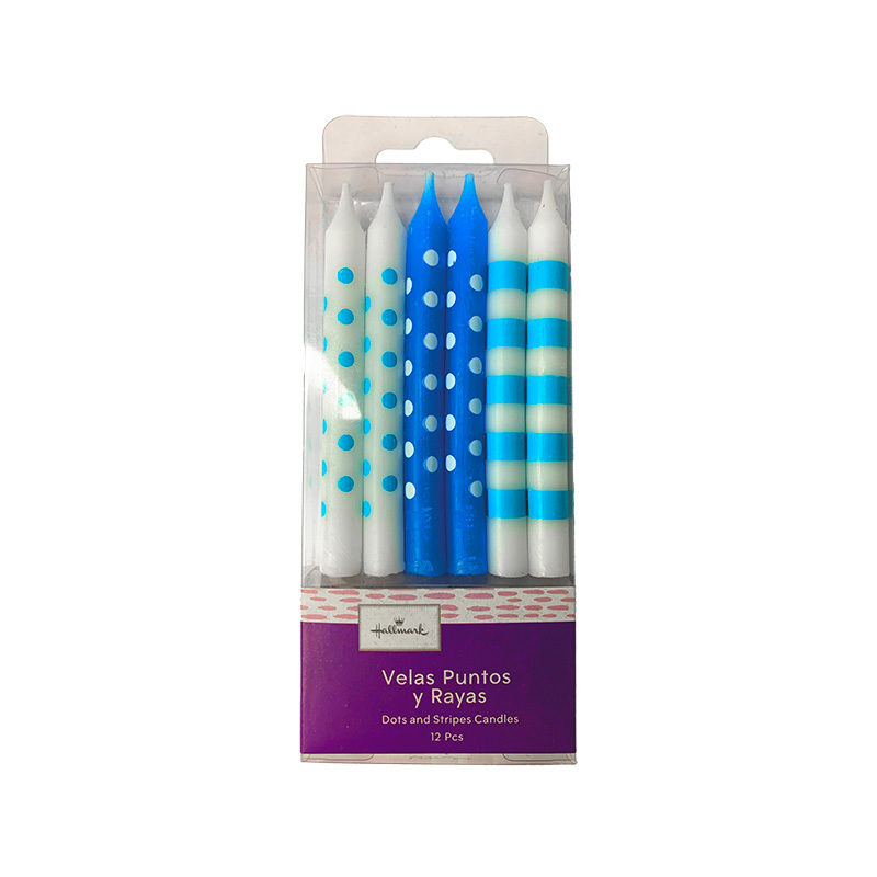 VELAS AZUL PUNTO Y RAYAS