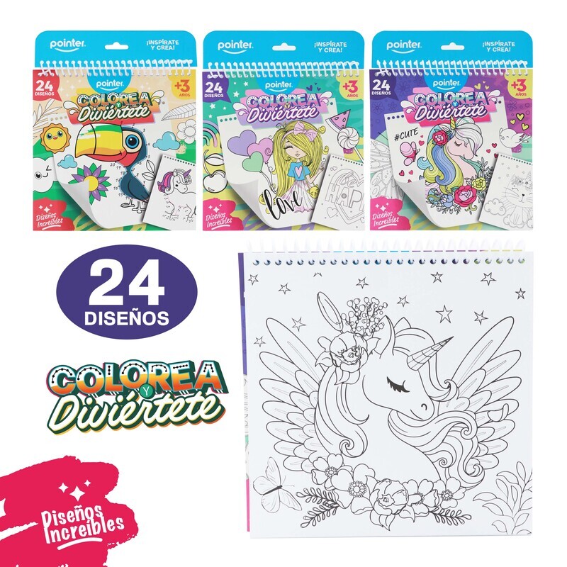 LIBRO DE COLOREAR ESPIRAL 24 HOJAS