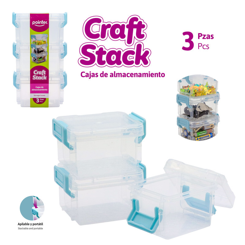 CAJA PLASTICA DE ALMACENAJE 145 ml x 3 PIEZAS 7.5x6.5x5 cm