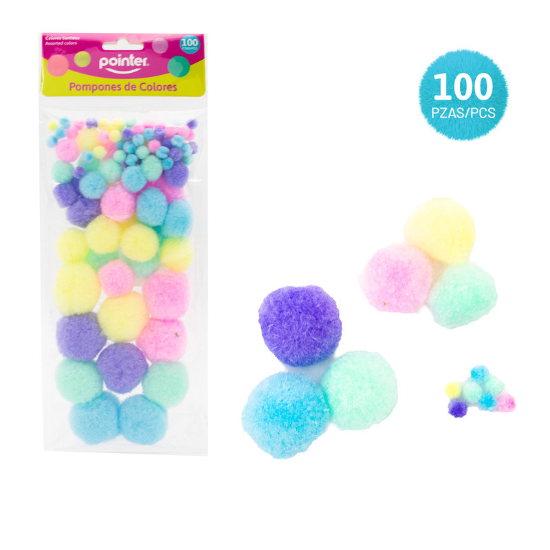 POMPONES x 100 PZAS (PASTEL)
