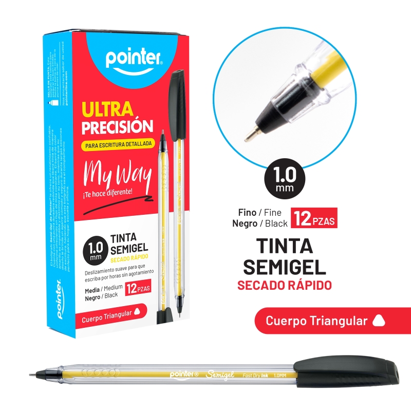 BOLIGRAFO SEMIGEL NEGRO ULTRA PRECISION 1.0MM 