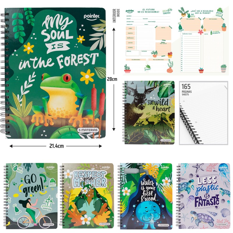 LIBRETA ESPIRAL 5 MATERIAS x165 HOJAS