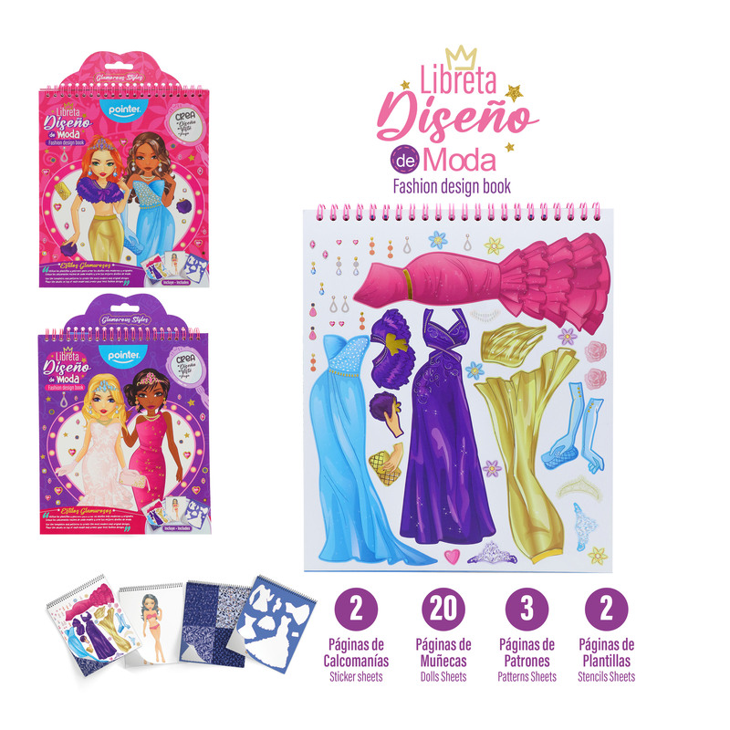 LIBRETA DE DISEÑO DE MODA CON STICKERS Y PLANTILLAS