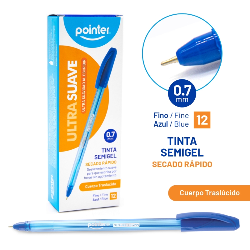 BOLIGRAFO SEMIGEL AZUL ULTRA SUAVE 0.7MM
