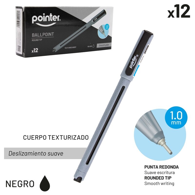BOLIGRAFO TINTA NEGRA 1.0MM - CUERPO TEXTURIZADO