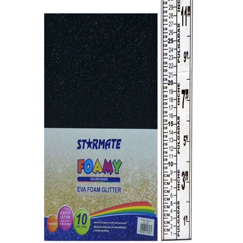 FOAMY C/ESCARCHA 21.5X 28CM NEGRO