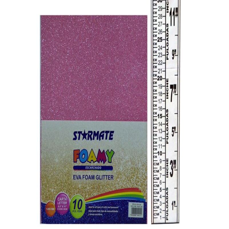 FOAMI CON ESCARCHA 21.5X 28CM ROSADO CLARO