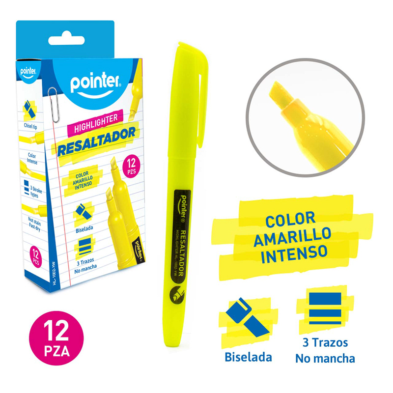 RESALTADOR FLUORESCENTE DELGADO AMARILLO