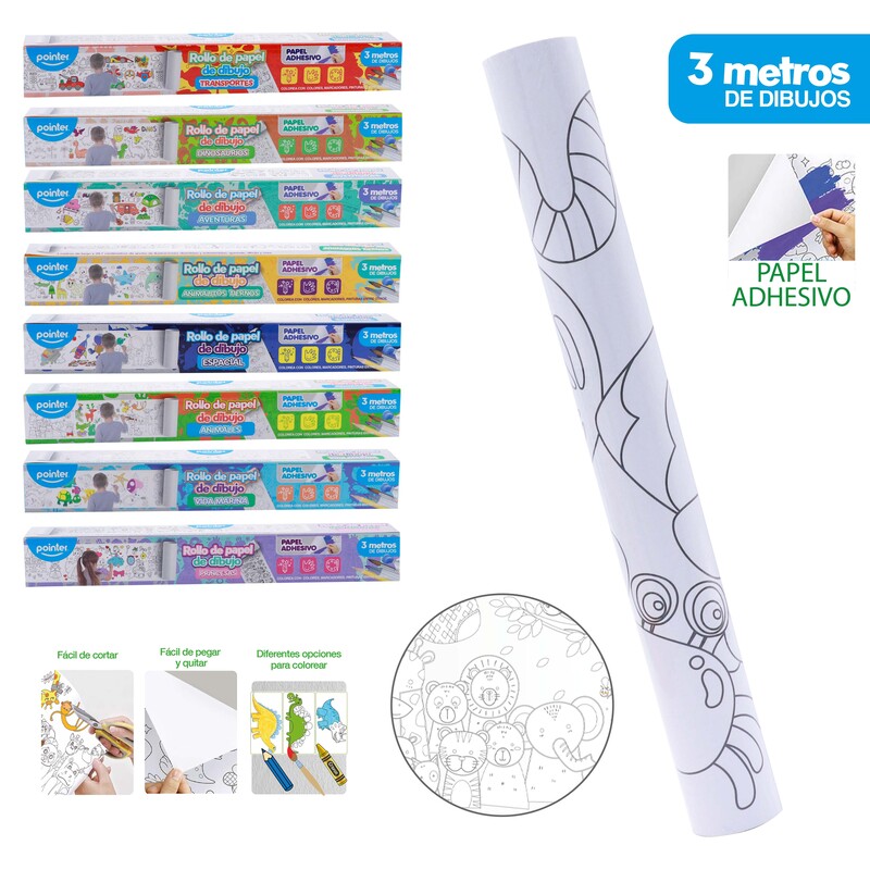 ROLLO DE PAPEL ADHESIVO PARA COLOREAR 29.7 cm x 3 m