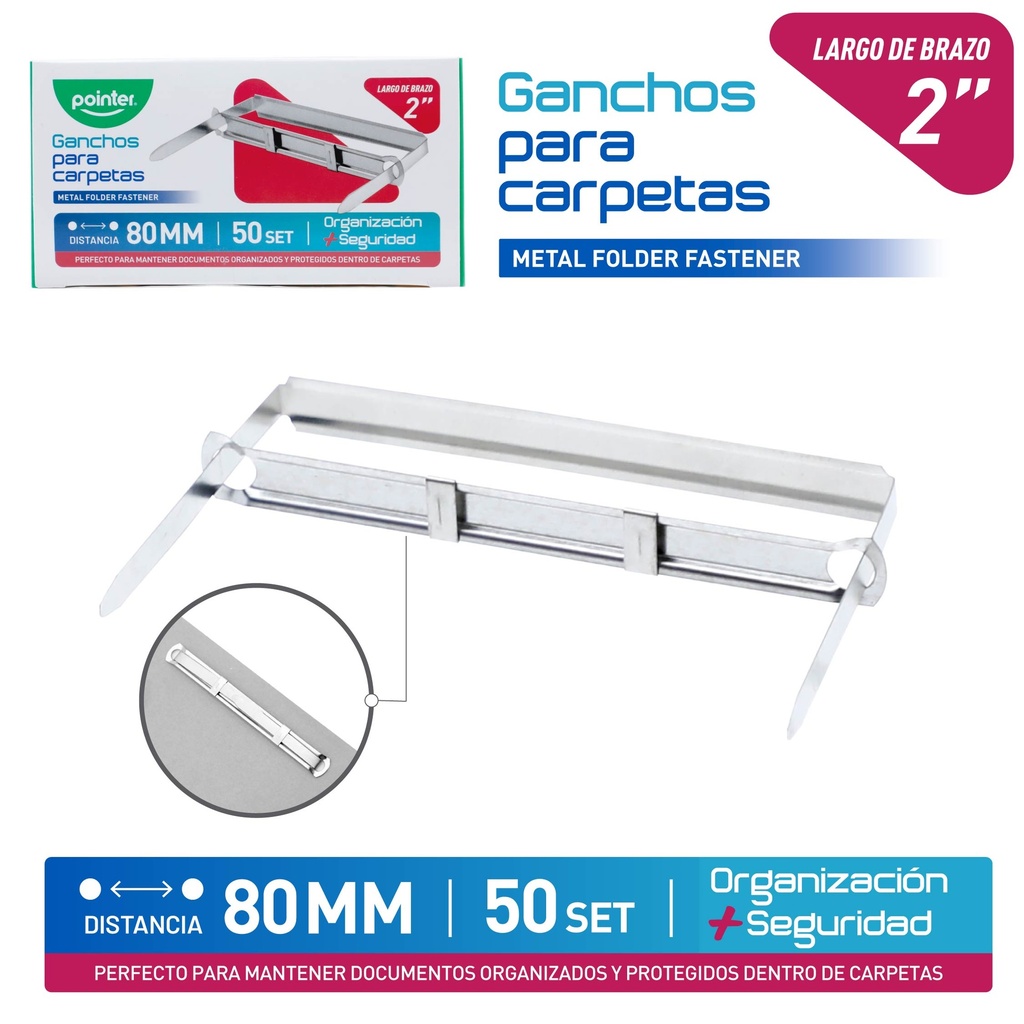GANCHOS PARA CARPETA 80MM UNIDAD