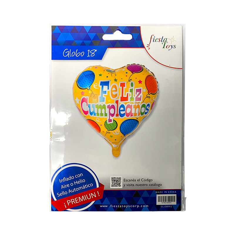 GLOBO DE CORAZON FELIZ CUMPLEAÑOS 18 