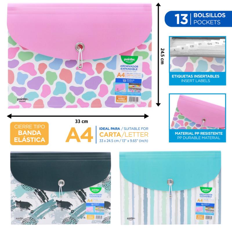 ARCHIVADOR PLASTICO EXPANDIBLE PORTADOCUMENTOS A4