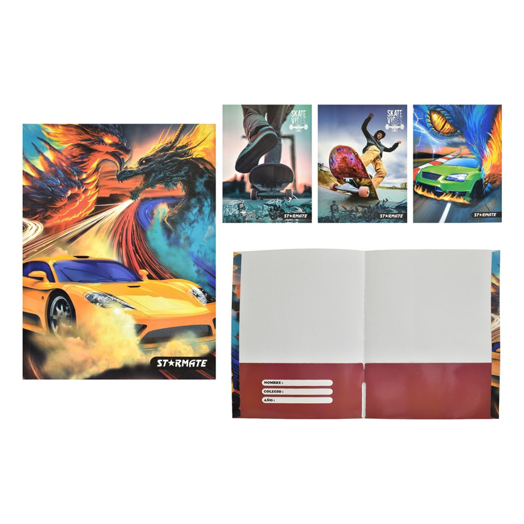 CARPETA- 22.86X30.48"- DISEÑO CARRO- SKATER