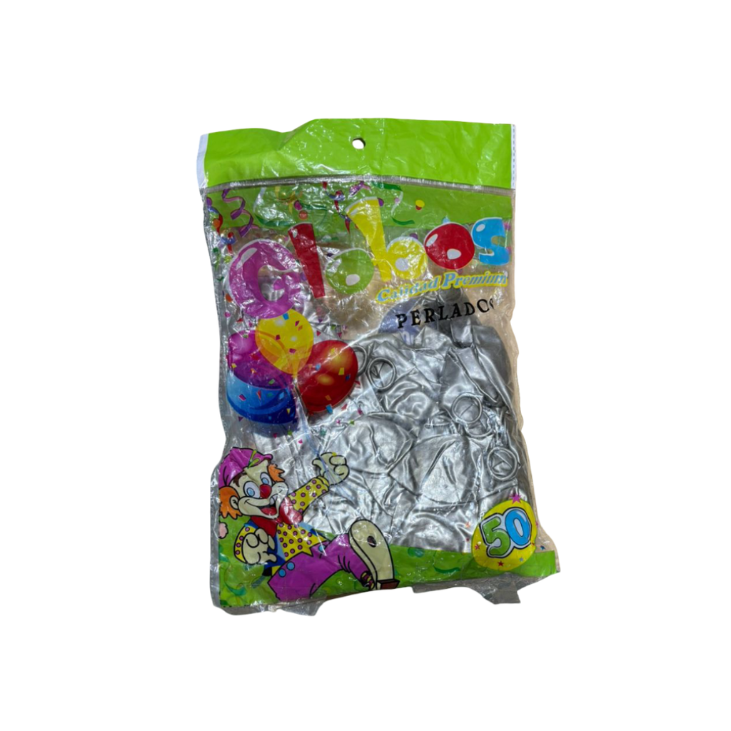 GLOBOS DE 50 PERLADOS PLATEADO