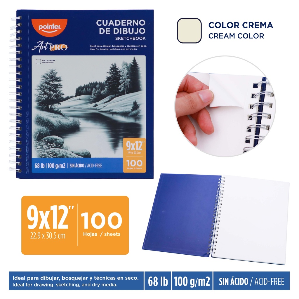 CUADERNO DE BOCETO 100 HOJAS 25x30.9CM