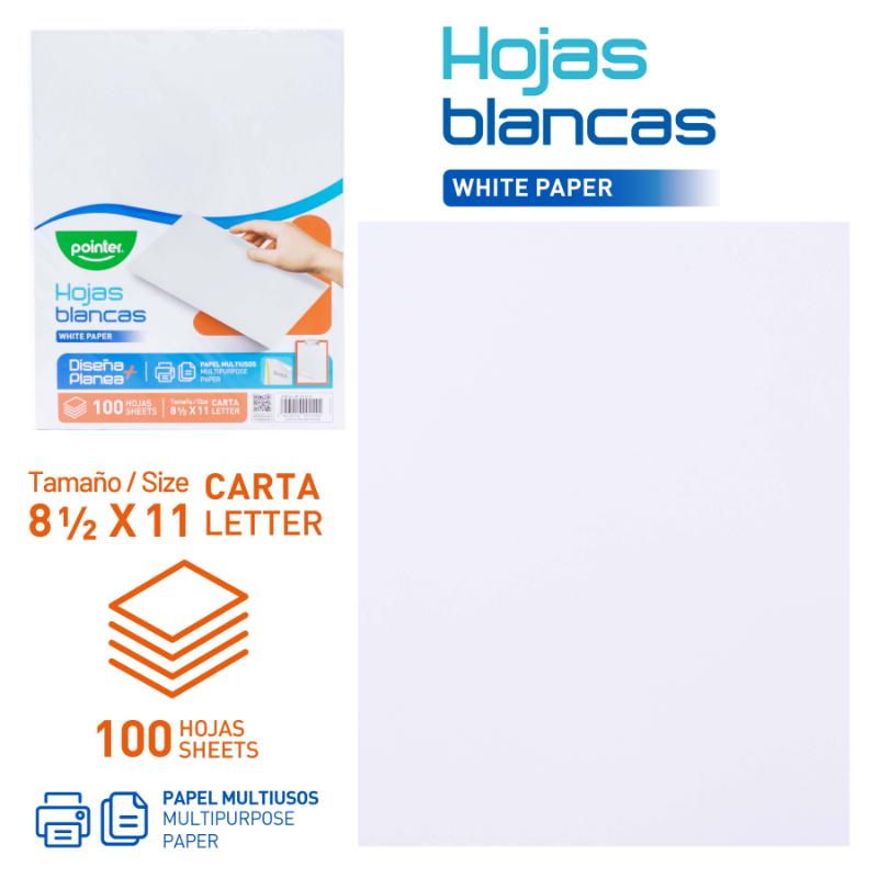 HOJAS BLANCAS TAMAÑO CARTA (100 HOJAS)