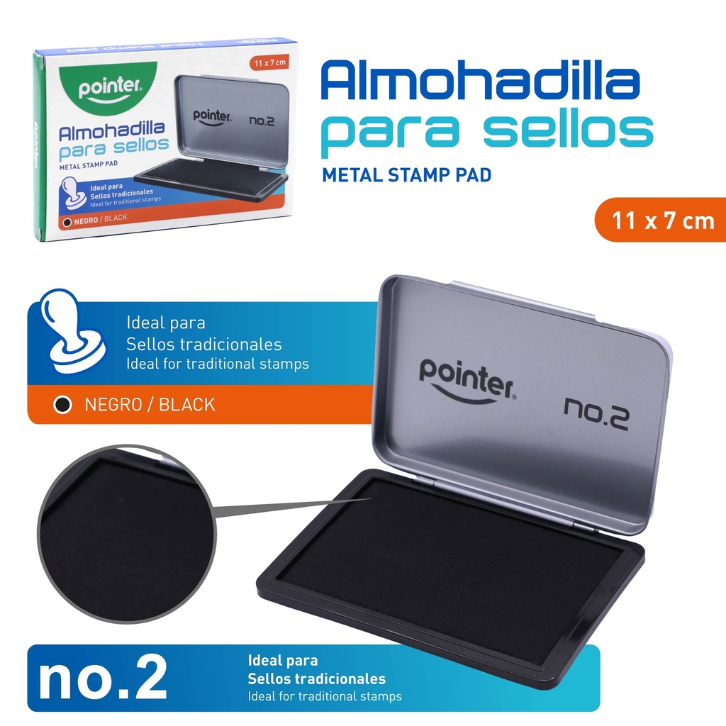 ALMOHADILLA PARA SELLO METALICA 11 X 7CM TINTA NEGRA