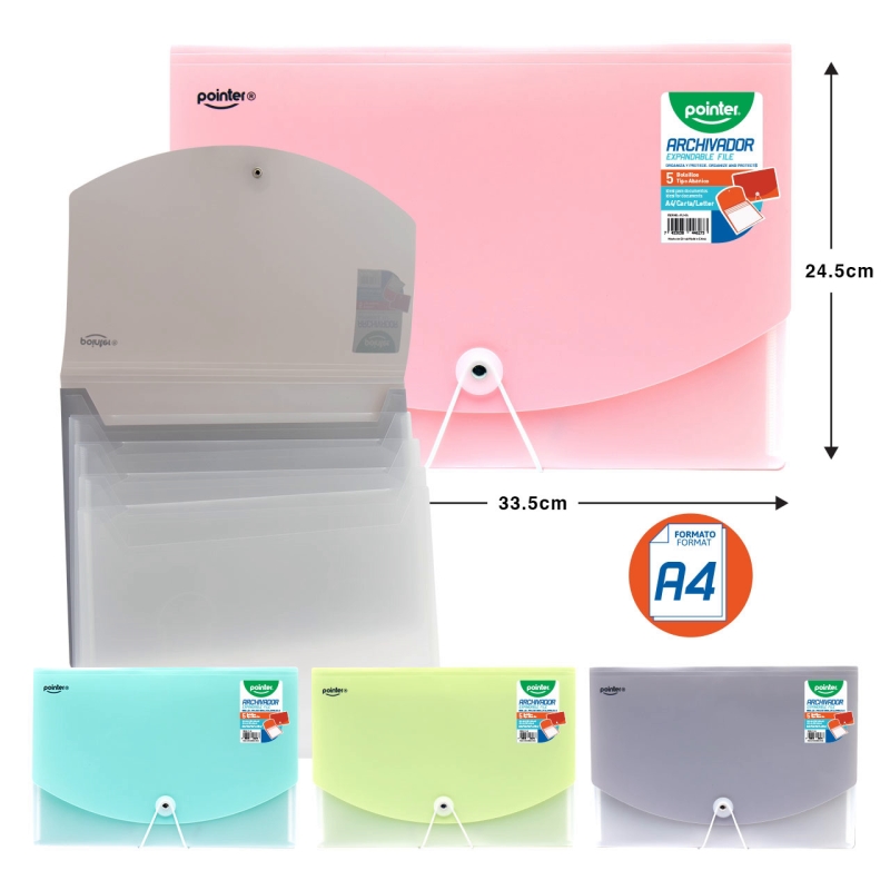 ARCHIVADOR PLASTICO EXPANDIBLE PORTADOCUMENTOS A4