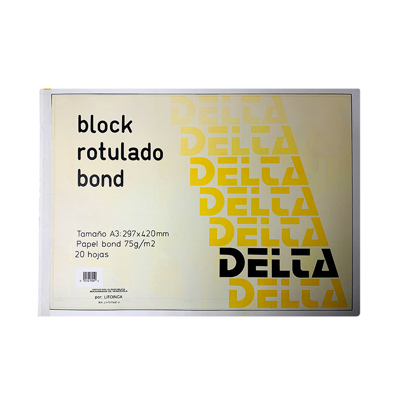 BLOCK ROTULADO BOND DELTA AMARILLO DIN/A3 - 20HJ 29,7x42CM