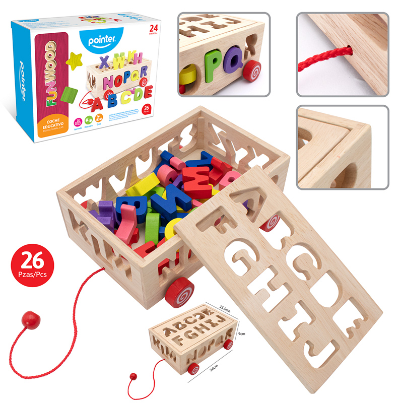 CARRITO DE MADERA CON LETRAS
