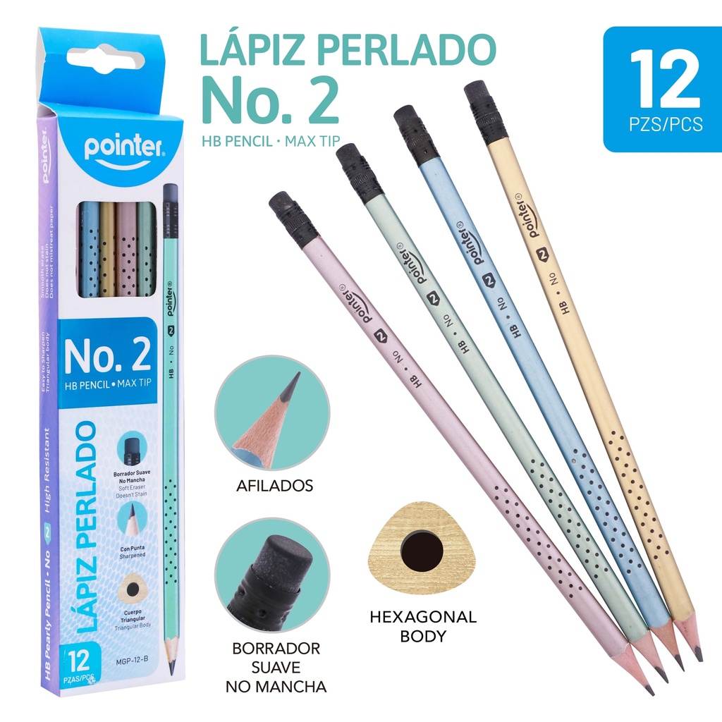 LAPIZ METALIZADO DE GRAFITO 2HB - CUERPO TRIANGULAR x12PZS