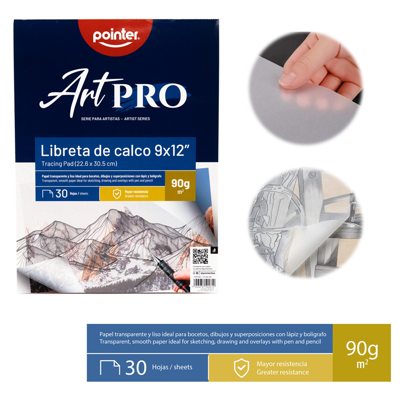 LIBRETA DE CALCO ART PRO 9x12"- 90G x30 HOJAS