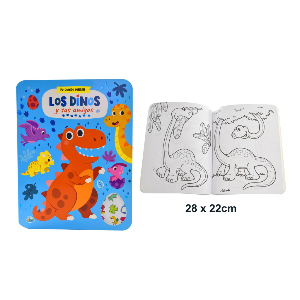 LIBROS DE COLOREAR- LOS DINOS Y SUS AMIGOS