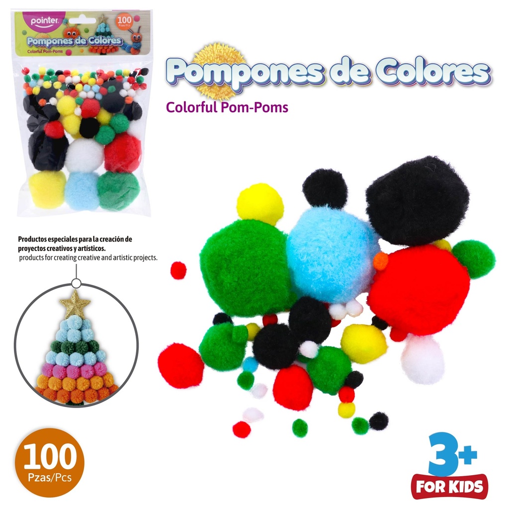 POMPONES DE COLORES PARA MANUALIDADES